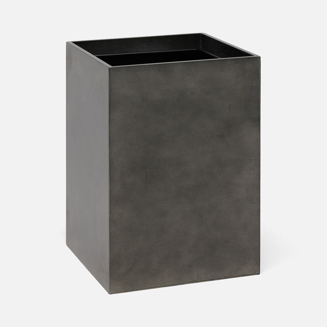 Davos, Charcoal Sage, Wastebasket, Square Straight, Silver Leaf