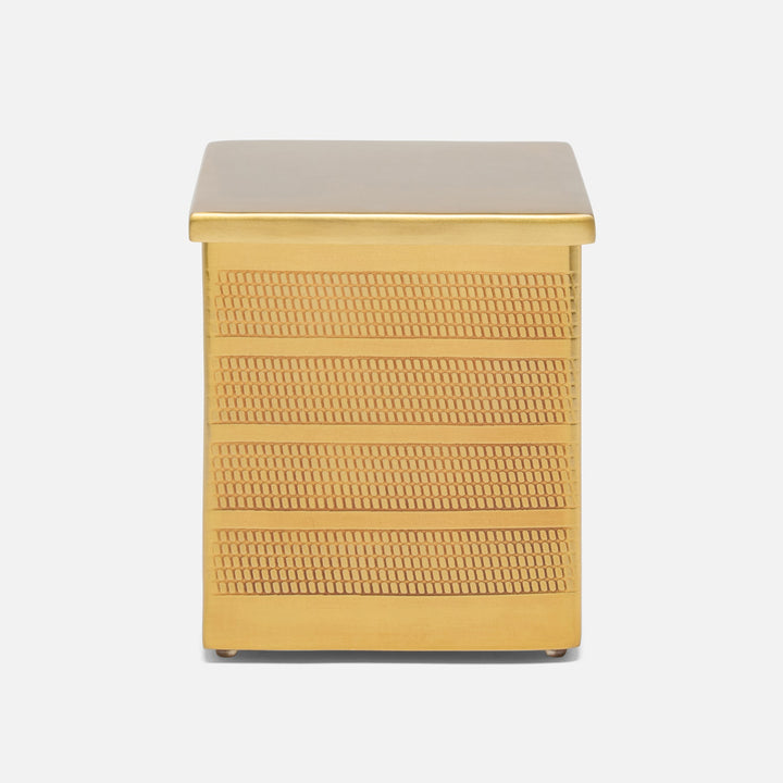 Denver, Antique Brass, Canister, Square Straight, Large, Striped Etched Stainless Steel