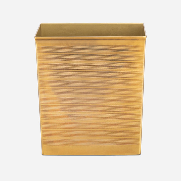 Denver, Antique Brass, Wastebasket, Rectangular Tapered, Etched Stainless Steel