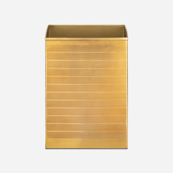 Denver, Antique Brass, Wastebasket, Square Straight, Etched Stainless Steel