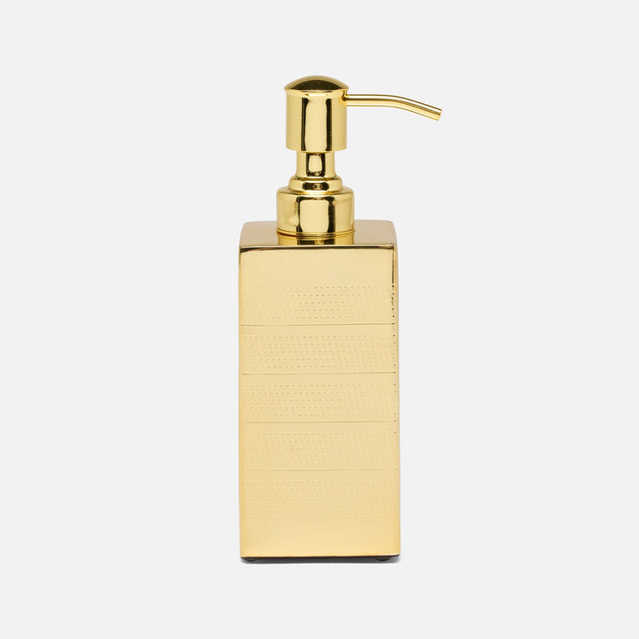 Denver, Shiny Gold, Soap Pump, Square Straight, Striped Etched Stainless Steel