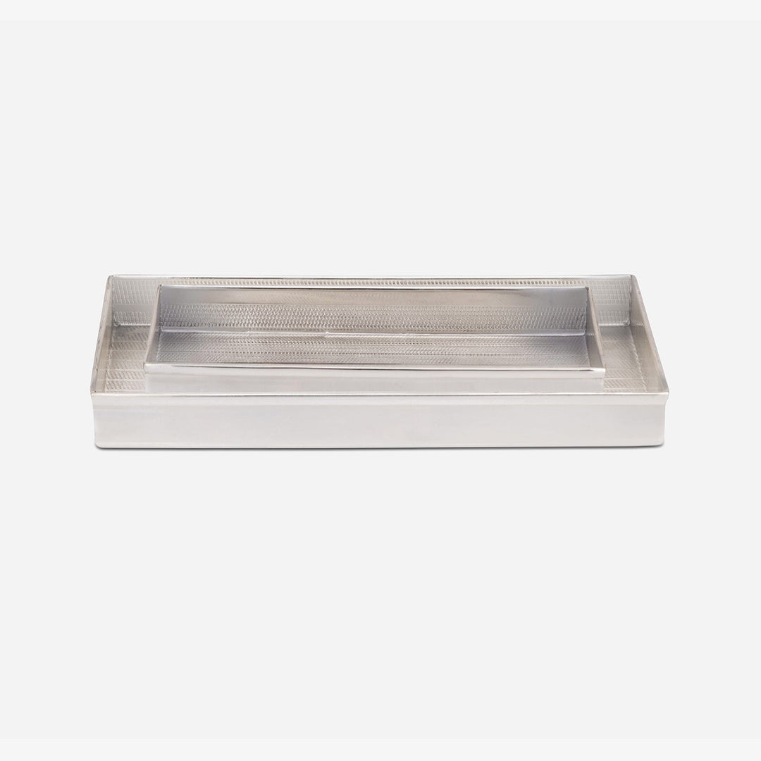 Denver, Shiny Silver, Nested Trays, Rectangular Straight, Striped Etched Stainless Steel, S/2
