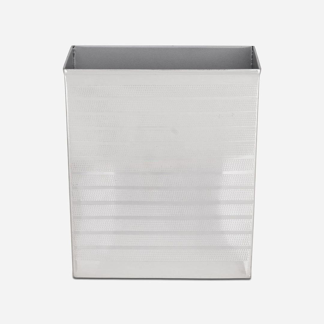 Denver, Shiny Silver, Wastebasket, Rectangular Tapered, Etched Stainless Steel