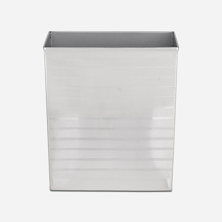 Denver, Shiny Silver, Wastebasket, Rectangular Tapered, Etched Stainless Steel