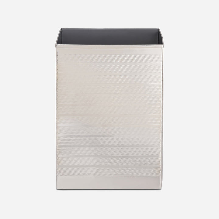 Denver, Shiny Silver, Wastebasket, Square Straight, Etched Stainless Steel
