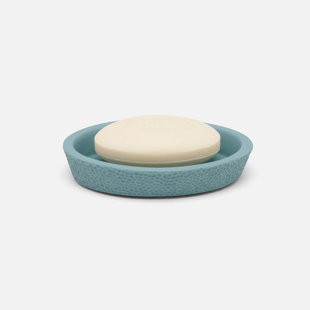 Dover, Teal Blue, Soap Dish, Oval Tapered, Engraved Resin