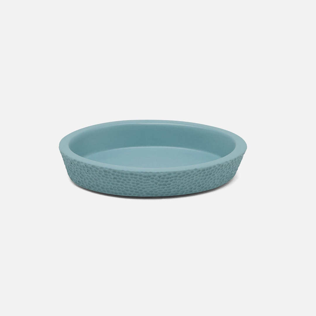 Dover, Teal Blue, Soap Dish, Oval Tapered, Engraved Resin