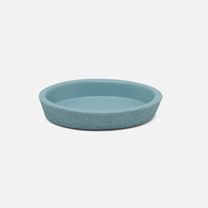 Dover, Teal Blue, Soap Dish, Oval Tapered, Engraved Resin