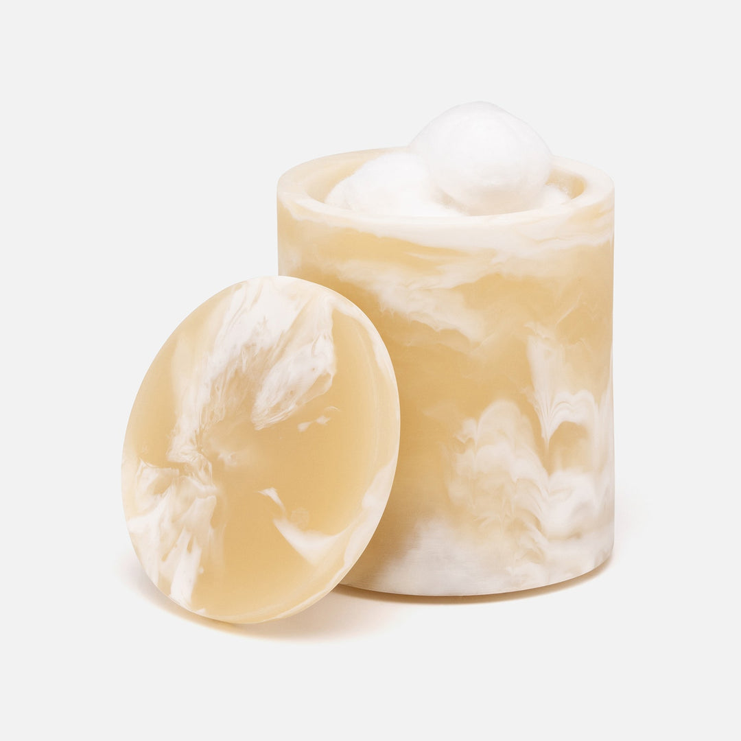 Duluth, Ivory Swirled, Canister, Round, Large, Resin