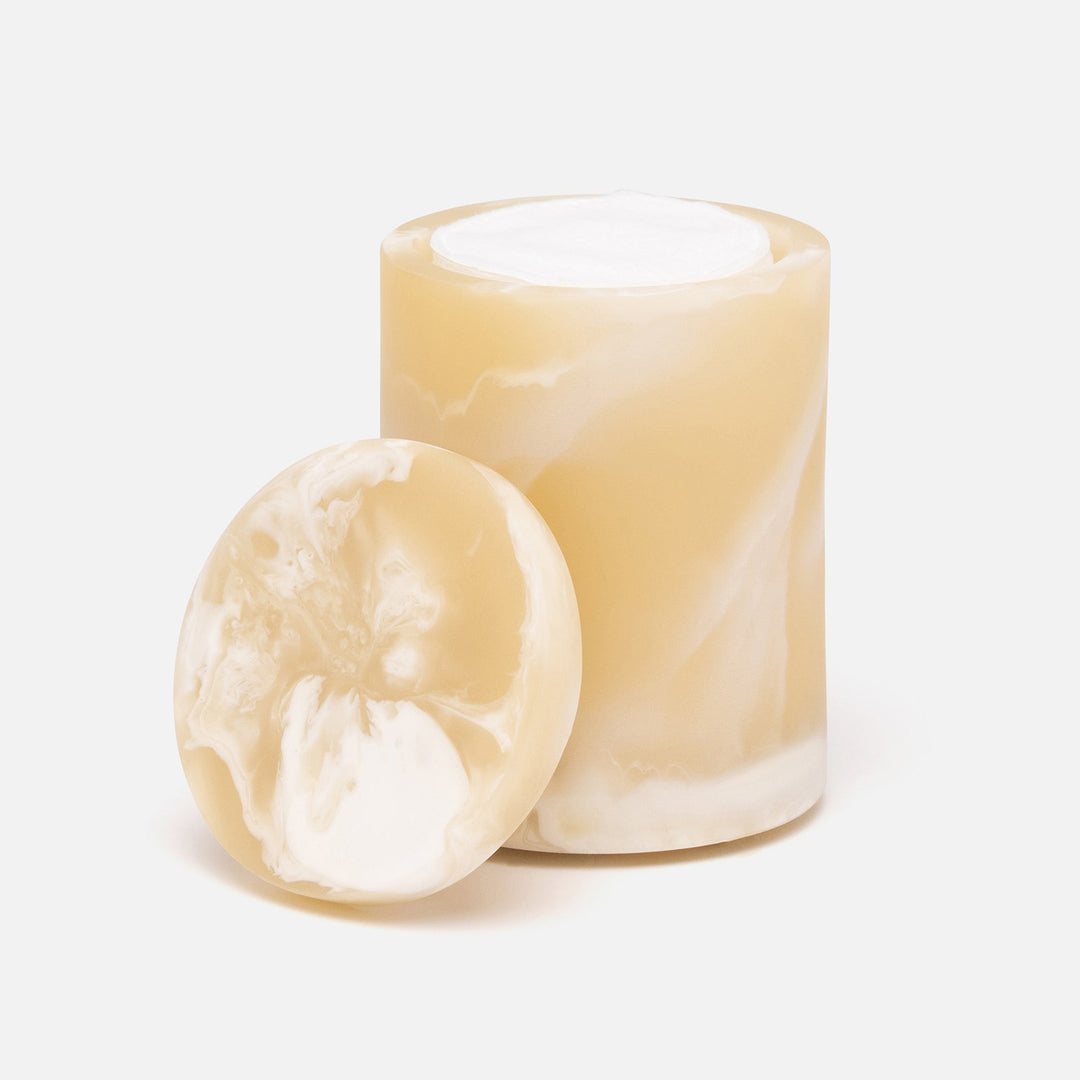 Duluth, Ivory Swirled, Canister, Round, Small, Resin