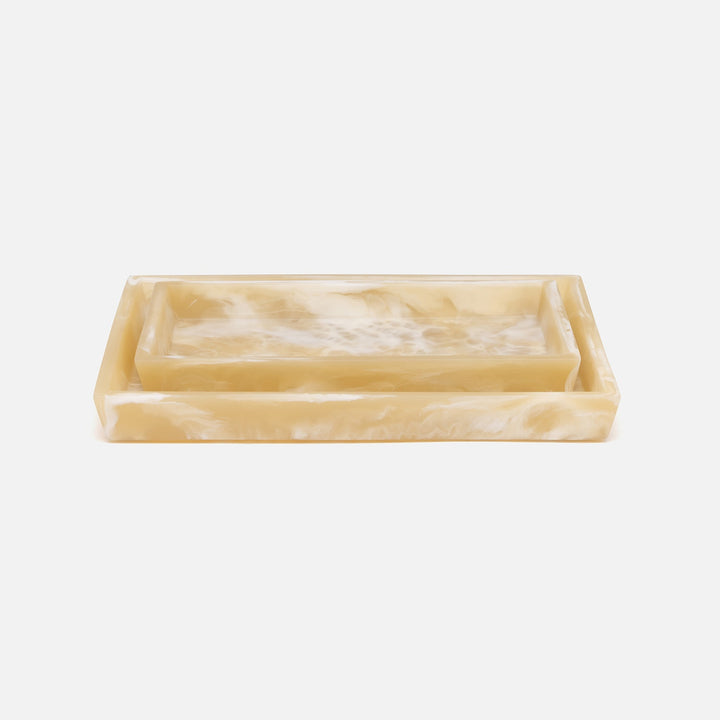 Duluth, Ivory Swirled, Nested Trays, Rectangular Tapered, Resin, S/2