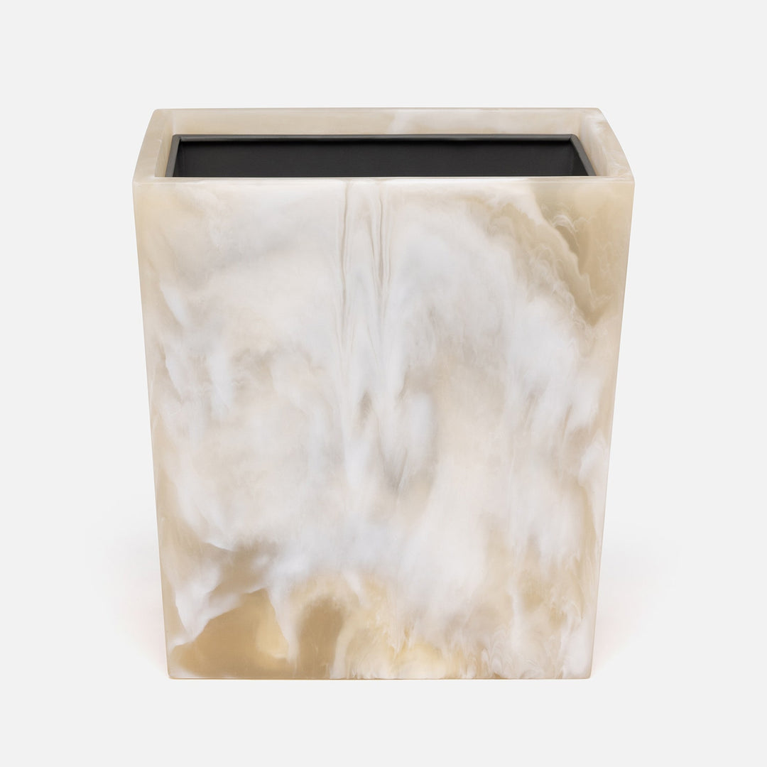 Duluth, Ivory Swirled, Wastebasket, Rectangular Tapered, Resin