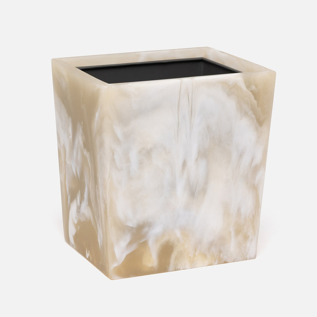Duluth, Ivory Swirled, Wastebasket, Rectangular Tapered, Resin