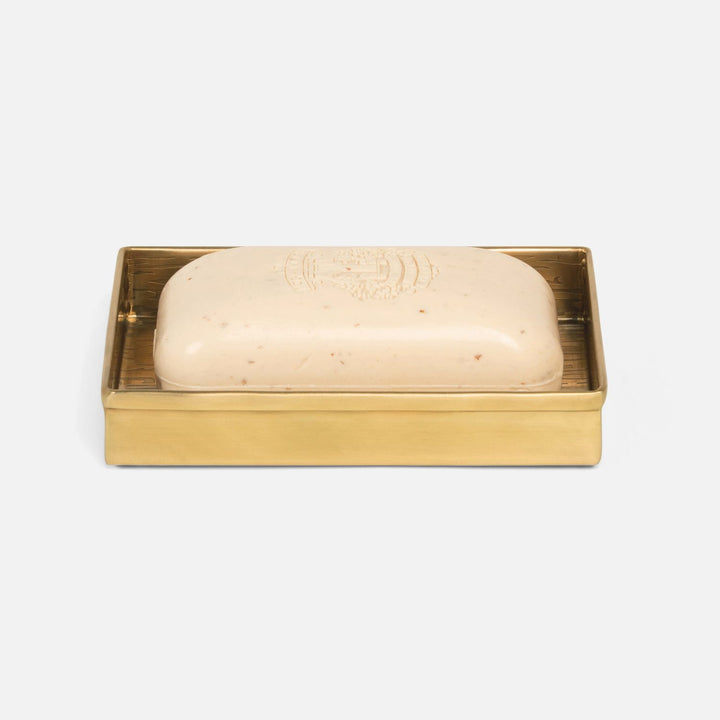 Elgin, Antique Brass, Soap Dish, Rectangular Straight, Wavy Etched Stainless Steel