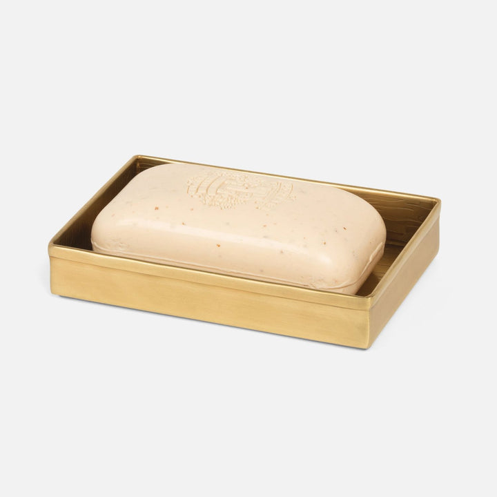 Elgin, Antique Brass, Soap Dish, Rectangular Straight, Wavy Etched Stainless Steel