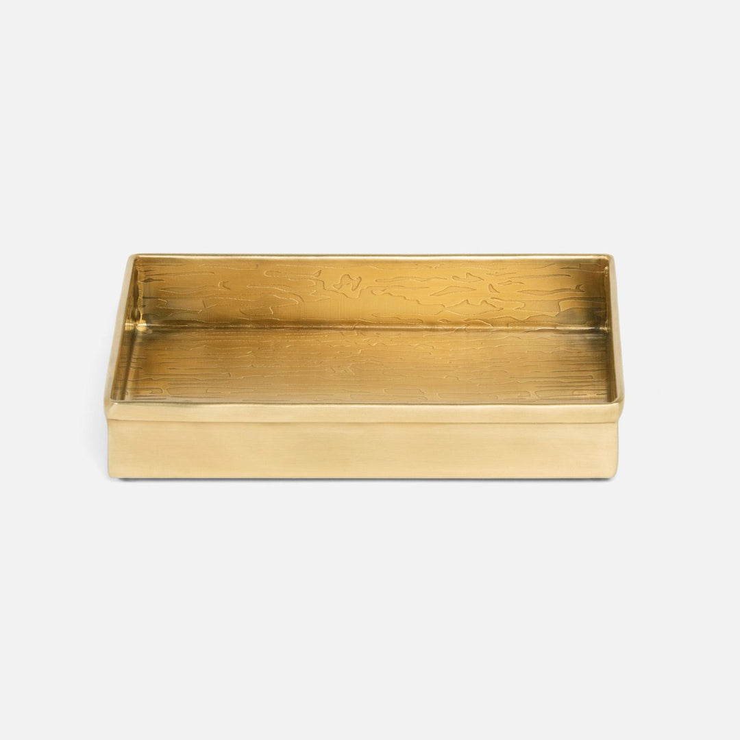 Elgin, Antique Brass, Soap Dish, Rectangular Straight, Wavy Etched Stainless Steel