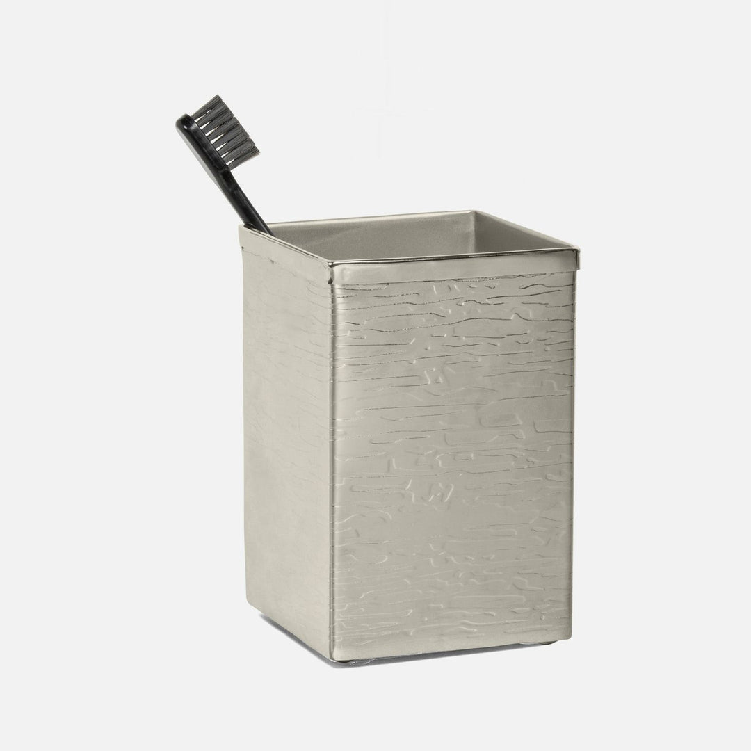 Elgin, Shiny Nickel, Brush Holder, Square Straight, Wavy Etched Stainless Steel