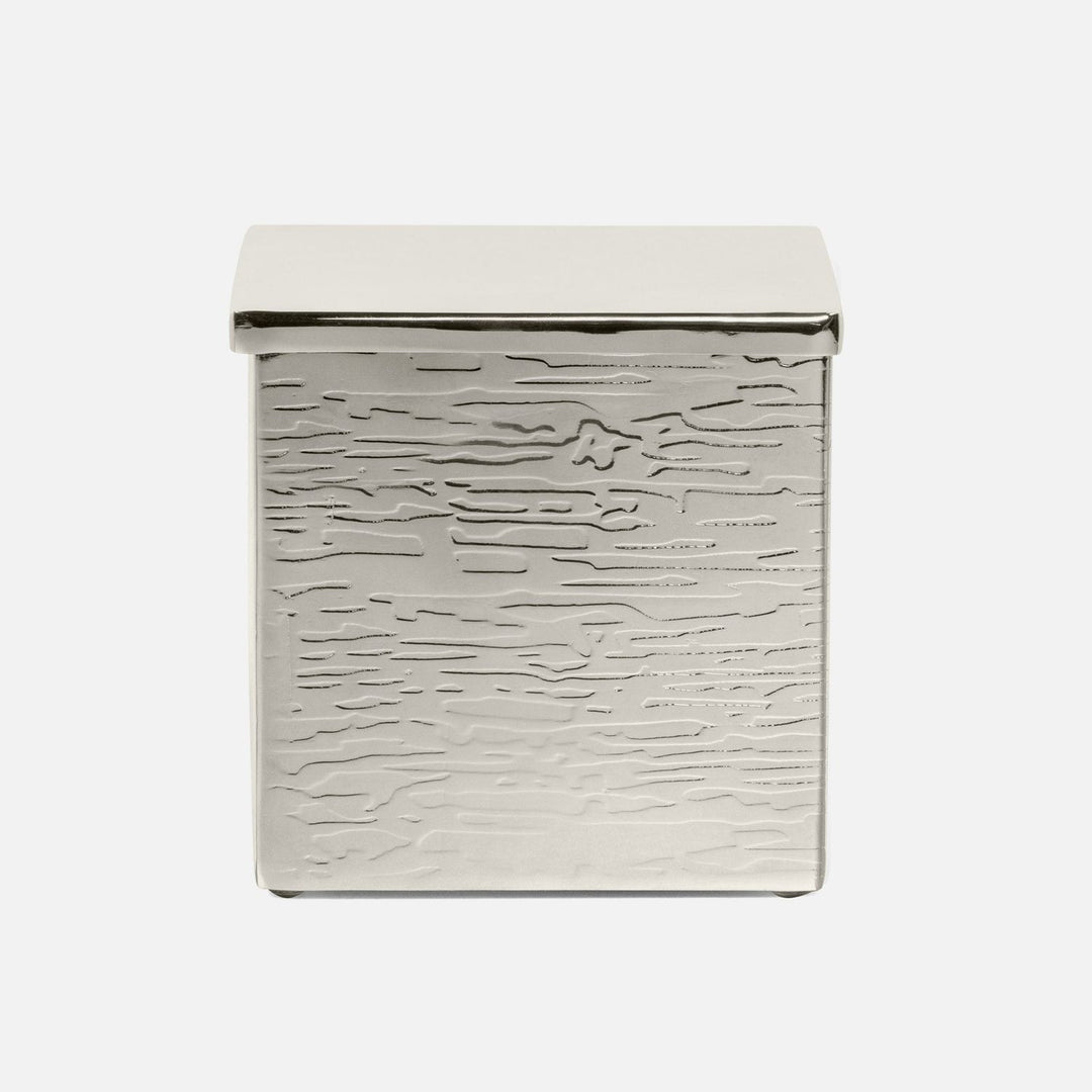 Elgin, Shiny Nickel, Canister, Square Straight, Wavy Etched Stainless Steel