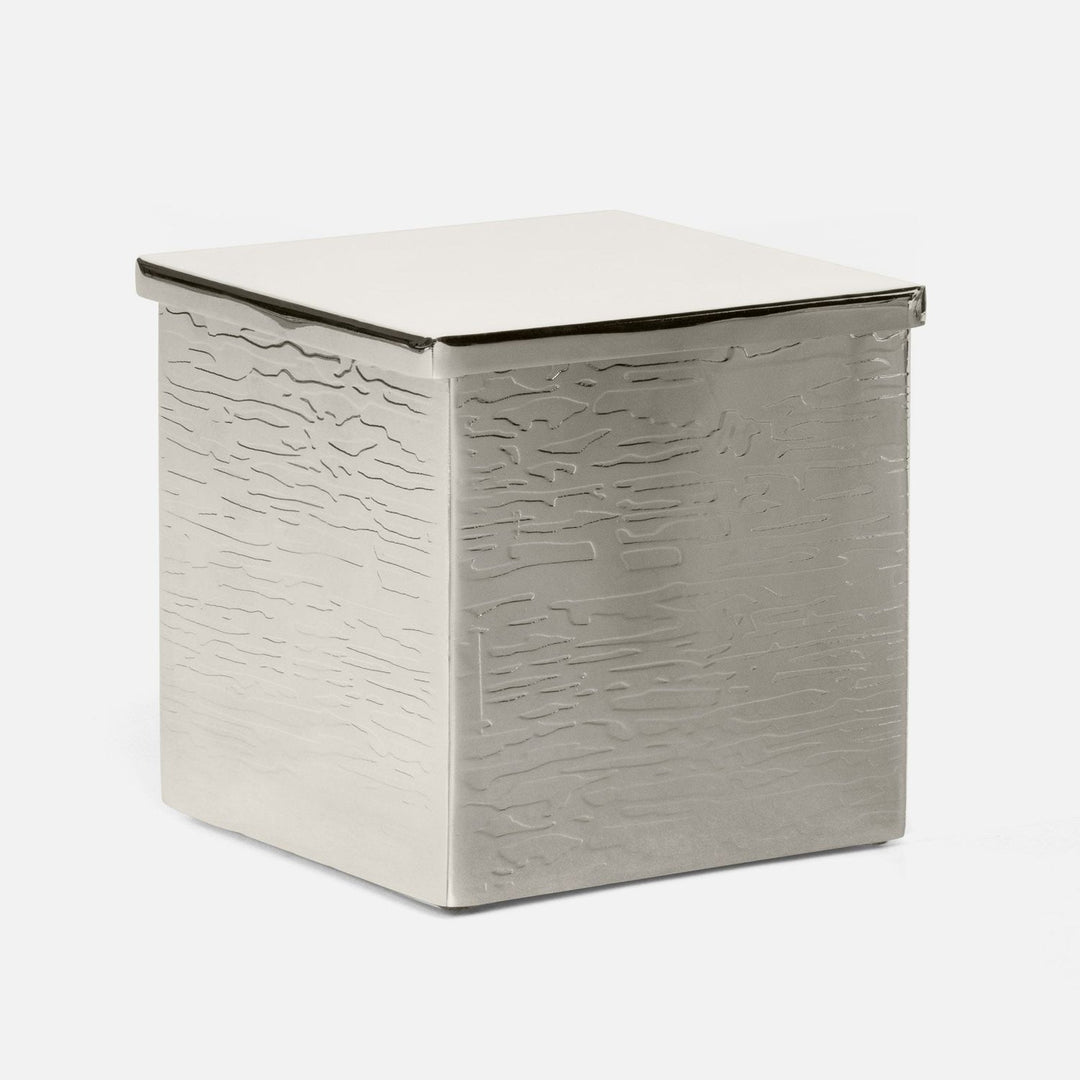 Elgin, Shiny Nickel, Canister, Square Straight, Wavy Etched Stainless Steel