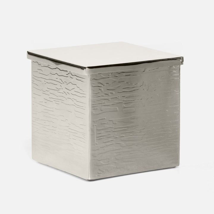 Elgin, Shiny Nickel, Canister, Square Straight, Wavy Etched Stainless Steel
