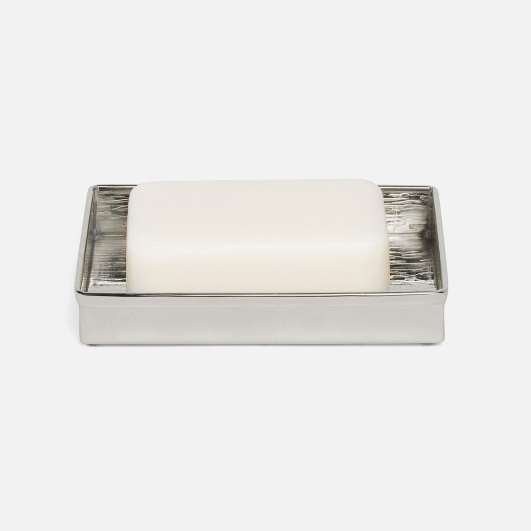 Elgin, Shiny Nickel, Soap Dish, Rectangular Straight, Wavy Etched Stainless Steel