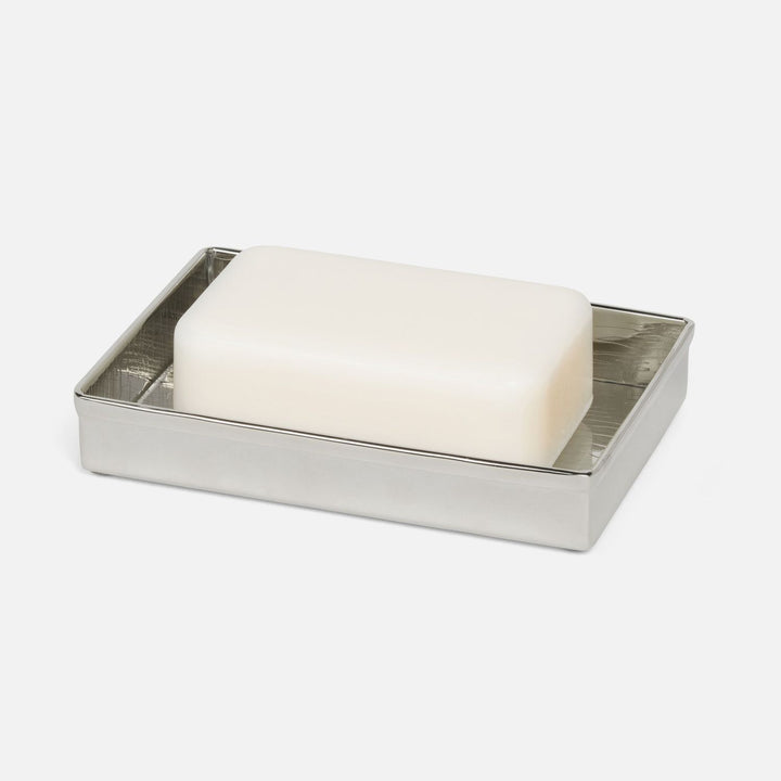 Elgin, Shiny Nickel, Soap Dish, Rectangular Straight, Wavy Etched Stainless Steel