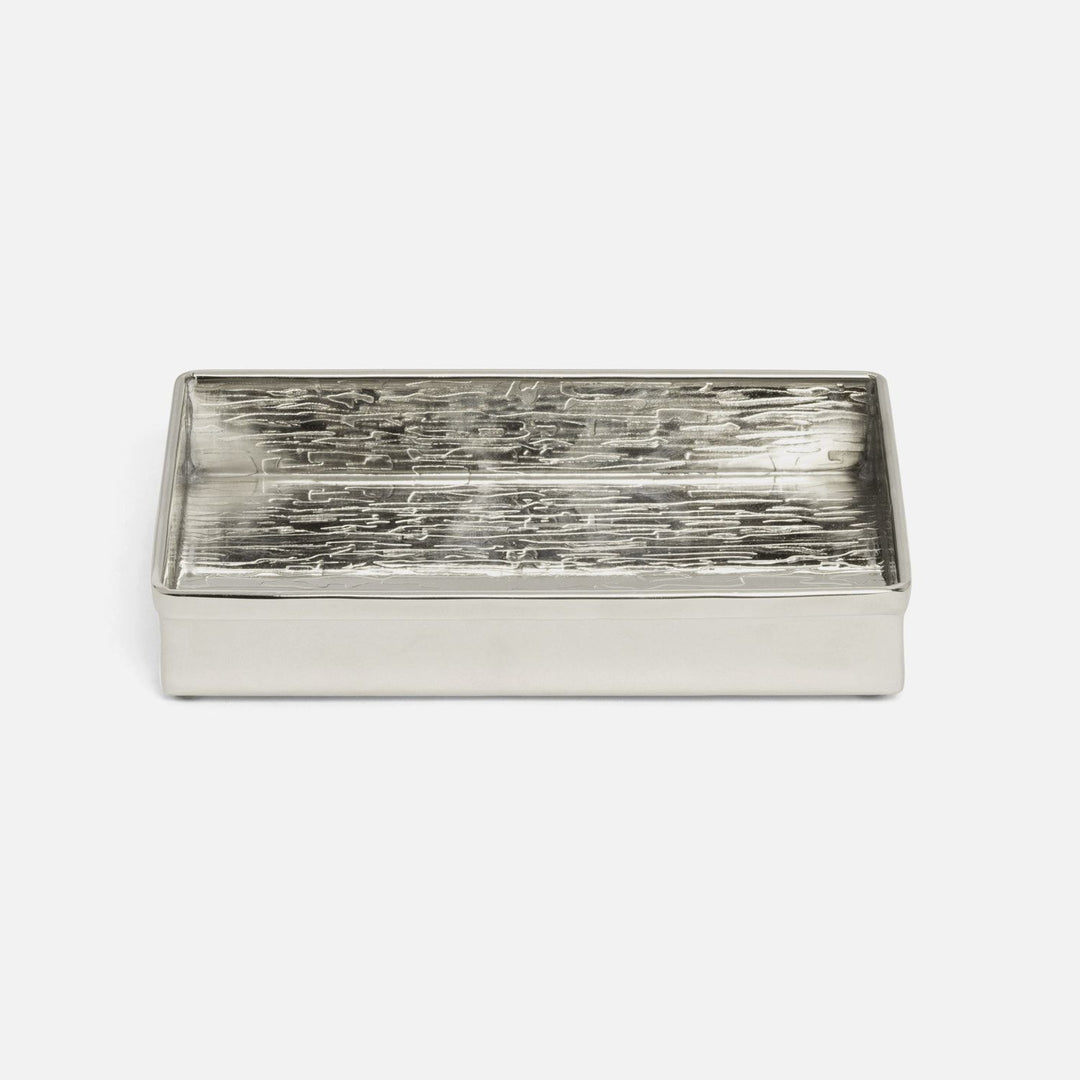 Elgin, Shiny Nickel, Soap Dish, Rectangular Straight, Wavy Etched Stainless Steel