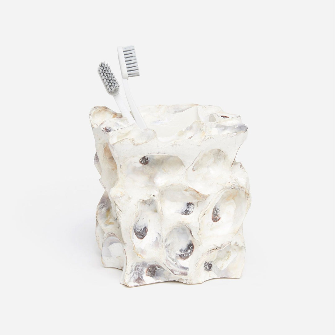 Enna, Natural Oyster, Brush Holder, Square Tapered, Shell