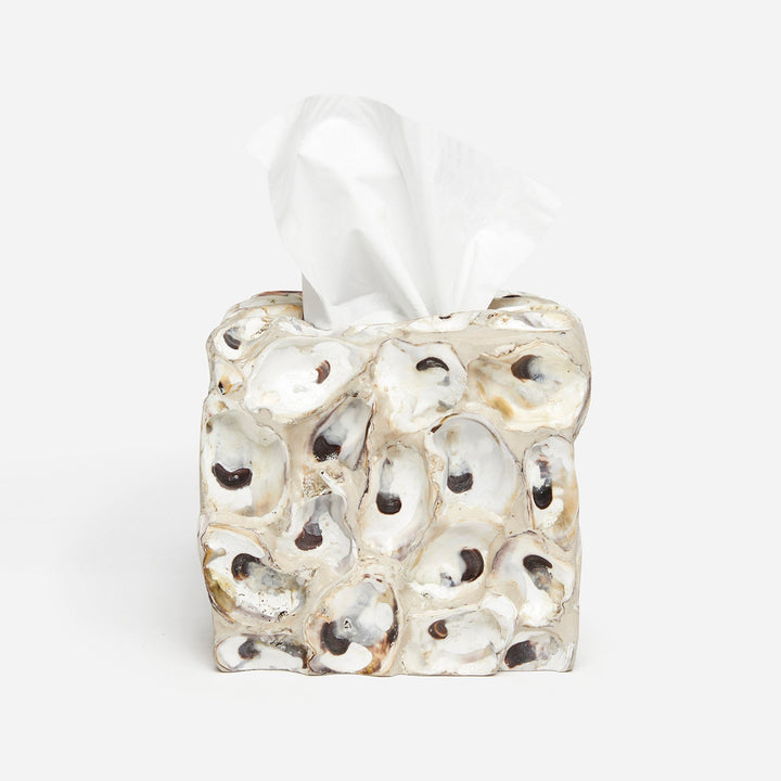 Enna, Natural Oyster, Tissue Box, Square Straight, Shell