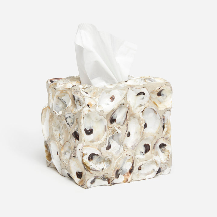 Enna, Natural Oyster, Tissue Box, Square Straight, Shell