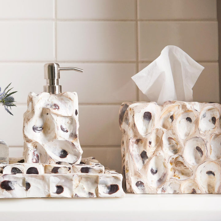 Enna, Natural Oyster, Tissue Box, Square Straight, Shell