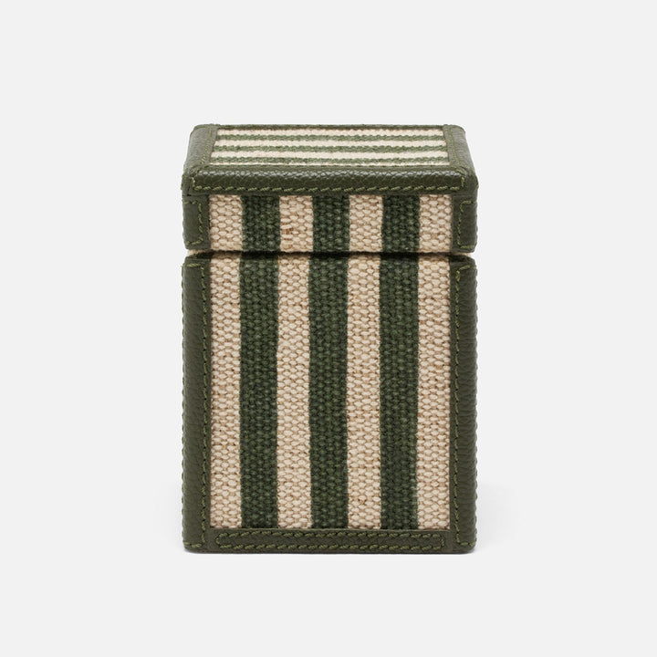 Franklin, Emerald Striped/Forest, Canister, Square Straight, Small, Cotton Jute/Leather