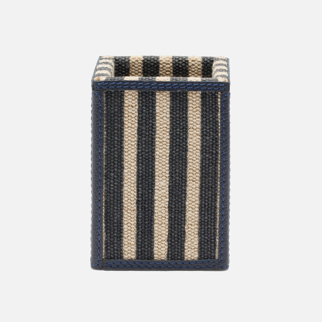 Franklin, Navy Striped/Navy, Brush Holder, Square Straight, Cotton Jute/Leather