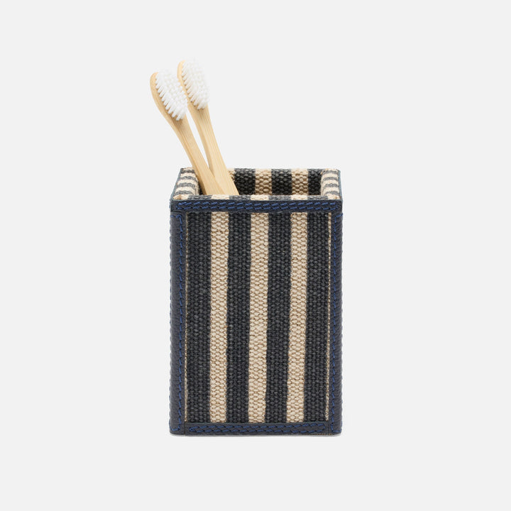 Franklin, Navy Striped/Navy, Brush Holder, Square Straight, Cotton Jute/Leather