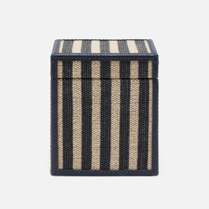 Franklin, Navy Striped/Navy, Canister, Square Straight, Large, Cotton Jute/Leather