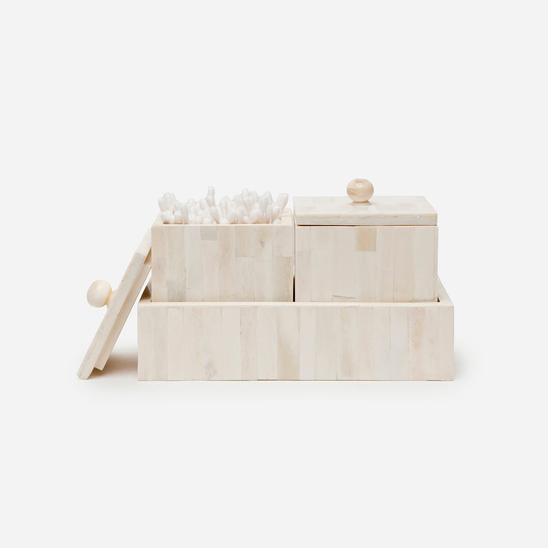 Gaya, Natural, Boxes W/Tray, Square Straight, Bone, S/2