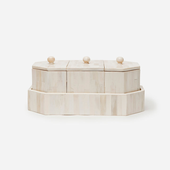 Gaya, Natural, Boxes W/Tray, Rectangular Tapered, Bone, S/3