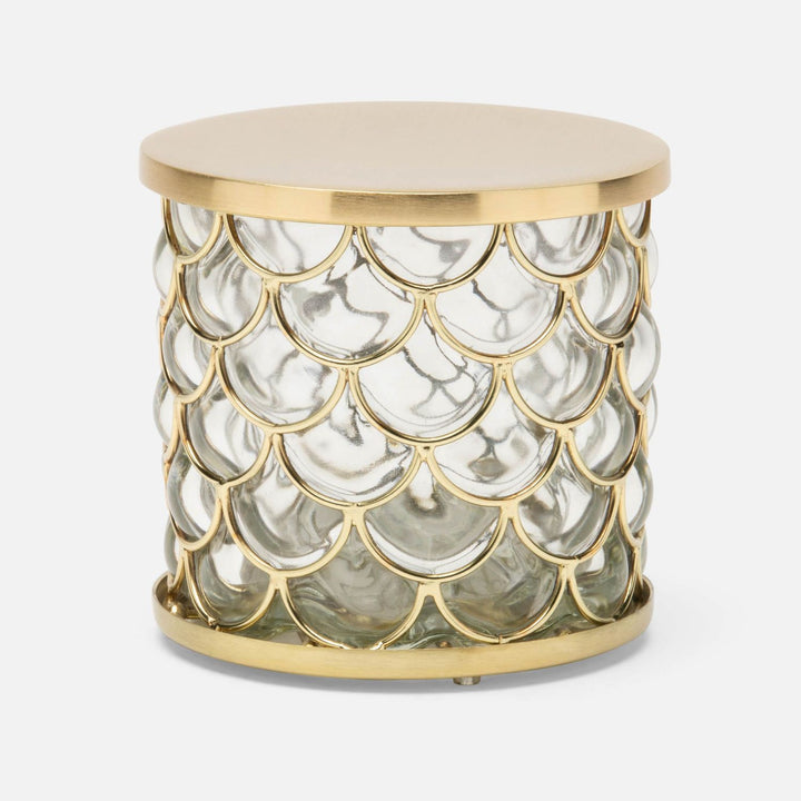 Gila, Clear/Brushed Gold, Canister, Large, Round, Glass/Brass
