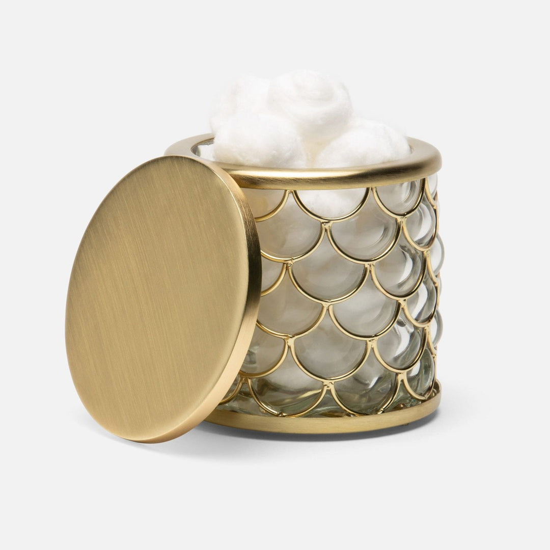 Gila, Clear/Brushed Gold, Canister, Large, Round, Glass/Brass