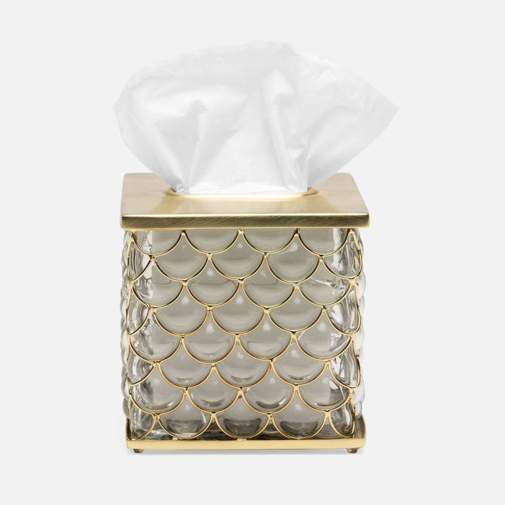 Gila, Clear/Brushed Gold, Tissue Box, Square Straight, Glass/Brass