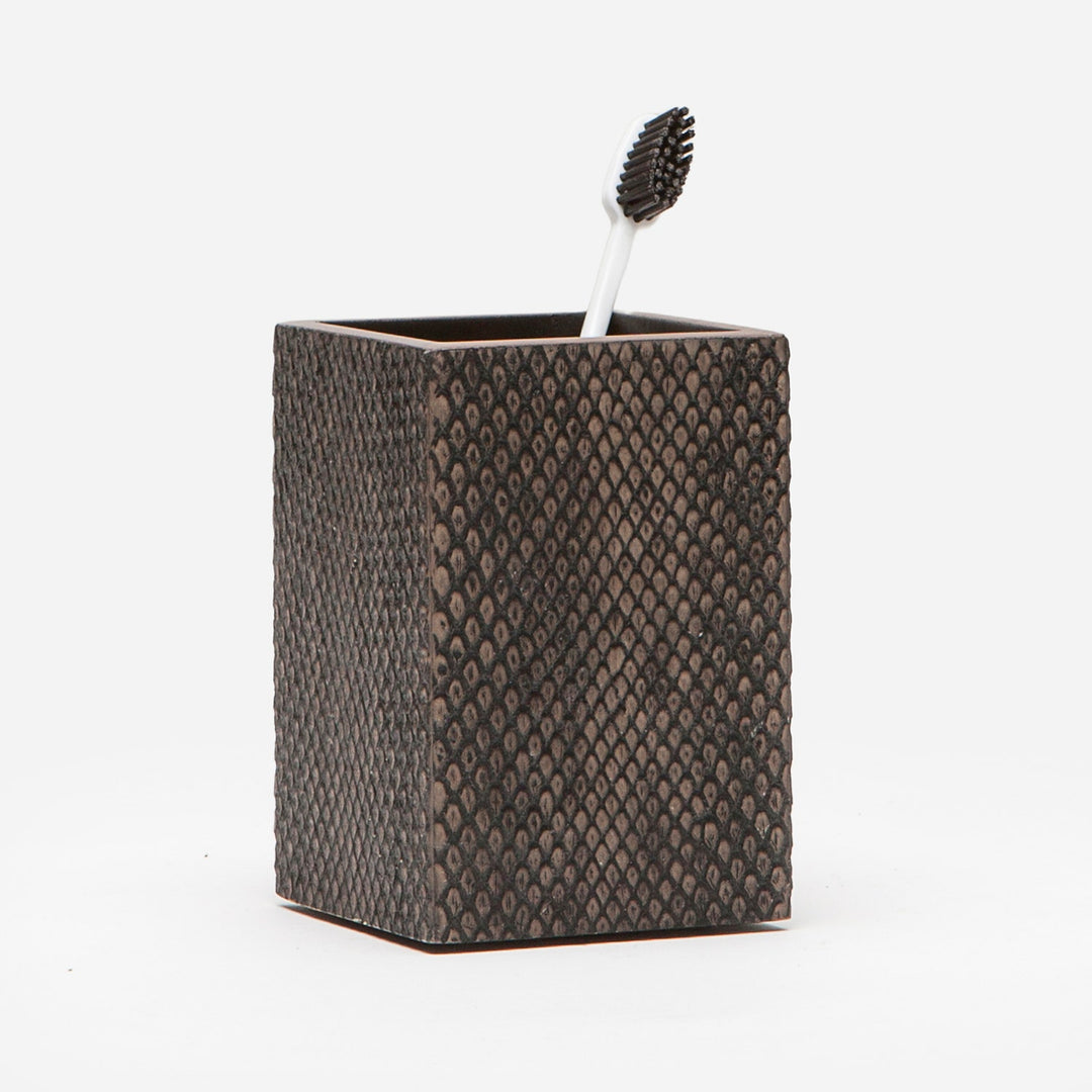 Goa, Dark Mushroom, Brush Holder, Square Straight, Faux Boa