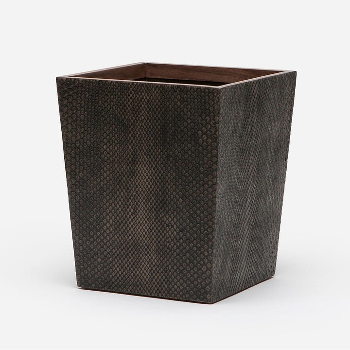 Goa, Dark Mushroom, Wastebasket, Square Tapered, Faux Boa