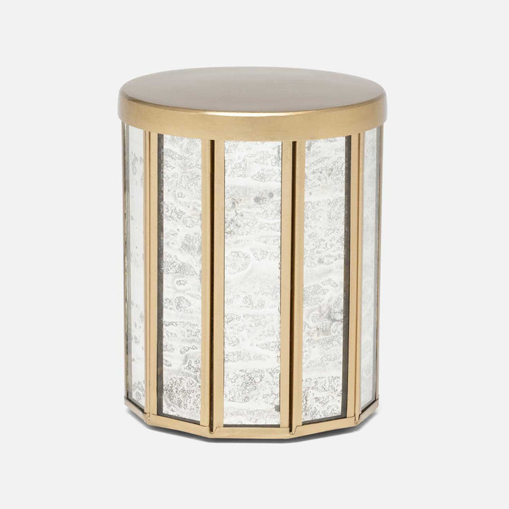 Grevena, Antique Gold, Eglomise Glass, Canister, Round, Large, Brass/Glass
