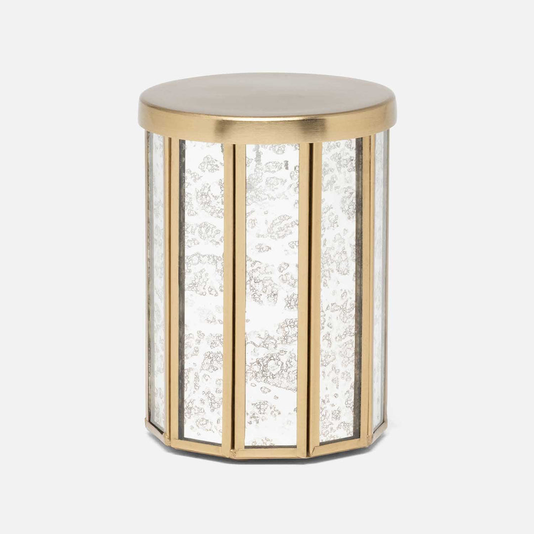 Grevena, Antique Gold, Eglomise Glass, Canister, Round, Small, Brass/Glass