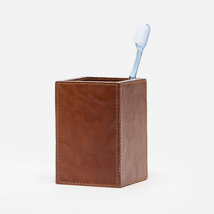 Hampton, Tobacco, Brush Holder, Square Straight, Full Grain Leather