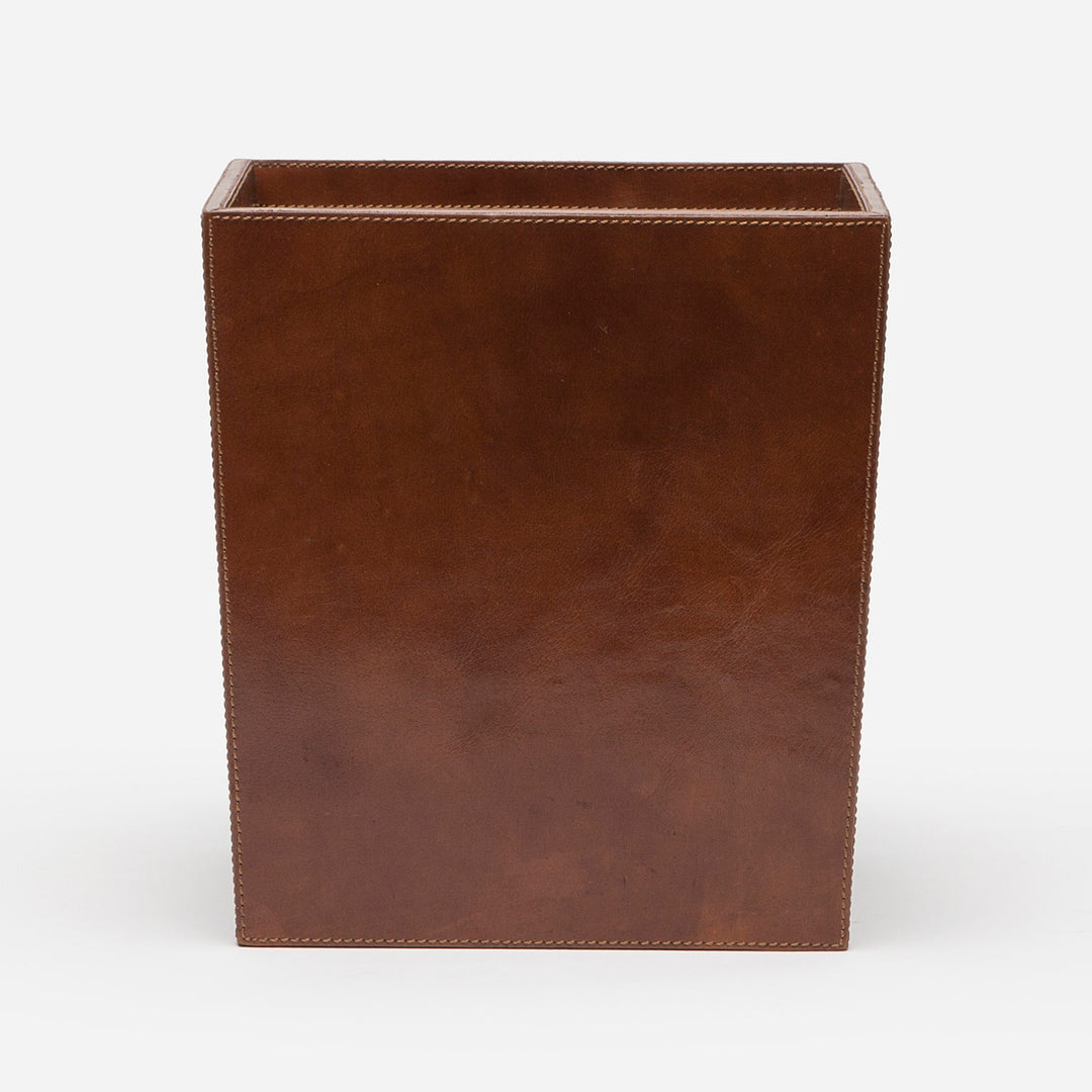 Hampton, Tobacco, Wastebasket, Rectangular Tapered, Full Grain Leather