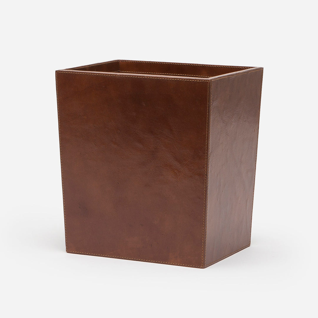 Hampton, Tobacco, Wastebasket, Rectangular Tapered, Full Grain Leather