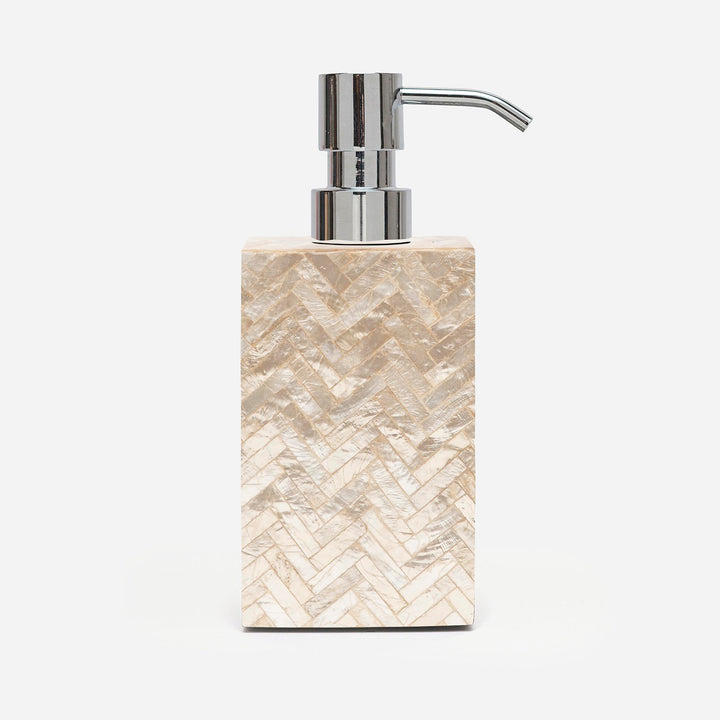 Handa, Pearlized, Soap Pump, Square Straight, Herringbone Capiz
