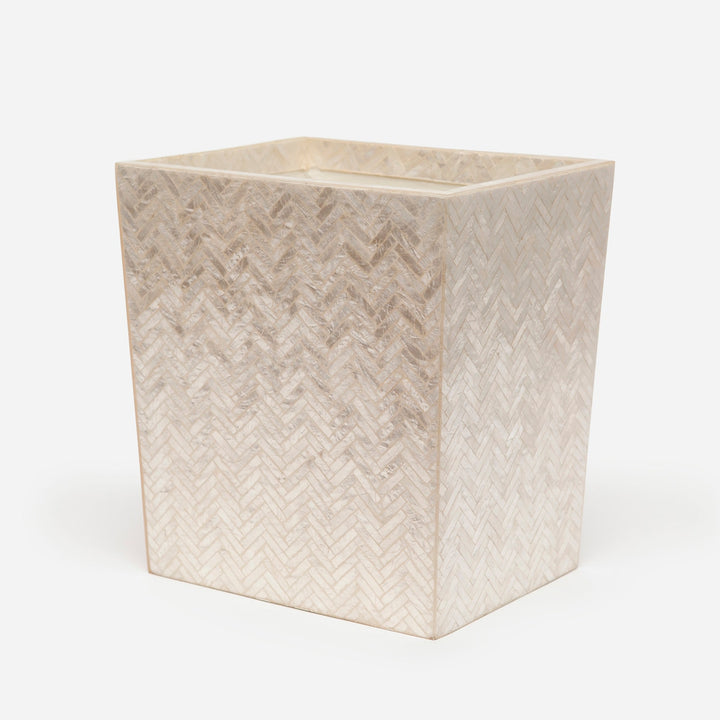 Handa, Pealized, Wastebasket, Rectangular Tapered, Herringbone Capiz