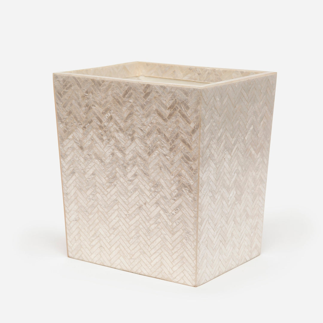Handa, Pearlized, Wastebasket, Square Tapered, Herringbone Capiz
